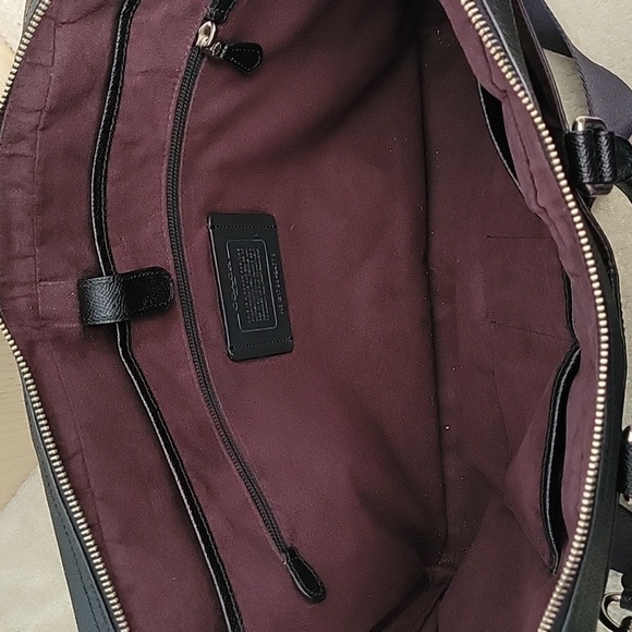 Coach Black Coated Leather Metropolitan Laptop Bag w Crossbody Strap - Picture 11 of 16